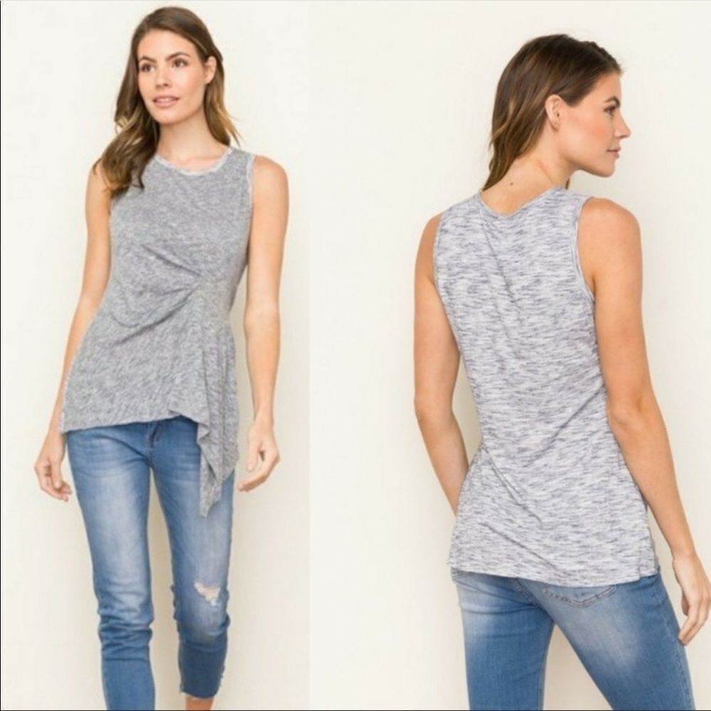NWT MYSTREE PINTUCKED RUCHED TANK
